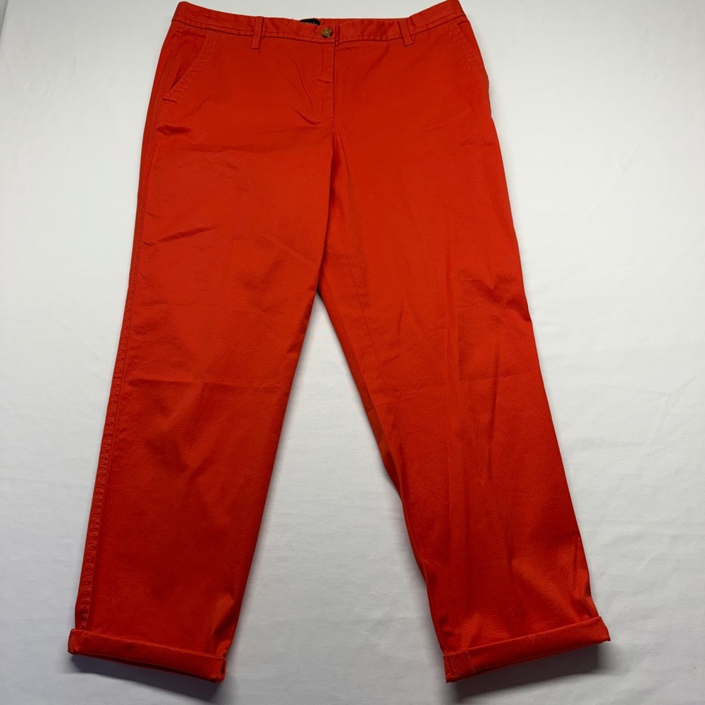 Talbots Relaxed Chino Pants 12 Orange Womens Straight Leg Cotton Stretch Preppy
